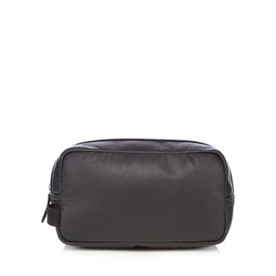 Designer black leather wash bag